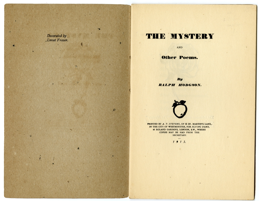 1913年のラルフ・ホジソン詩集『THE MYSTERY』扉